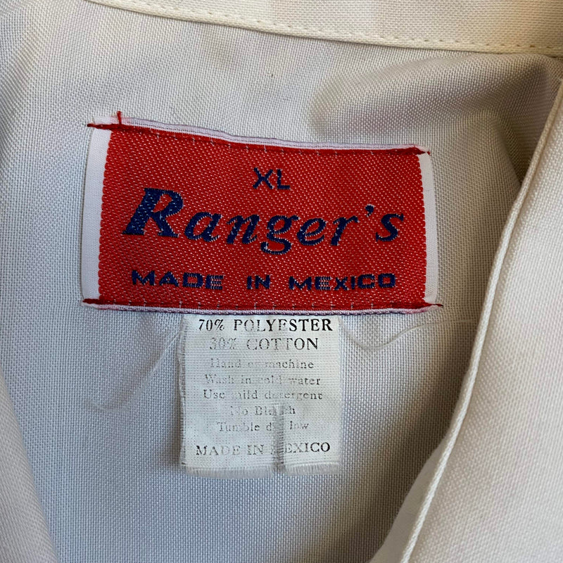 Vintage Westernhemd – XL – Weiß & Camel – Suede-Look – Ranger’s (Made in Mexico)