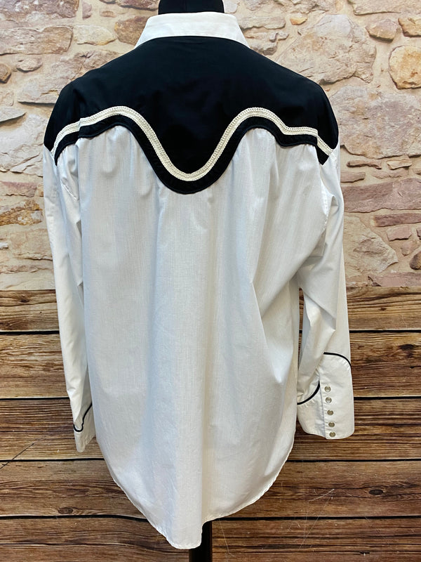 WESTERNHEMD – WEISS/SCHWARZ – XL – VINTAGE
