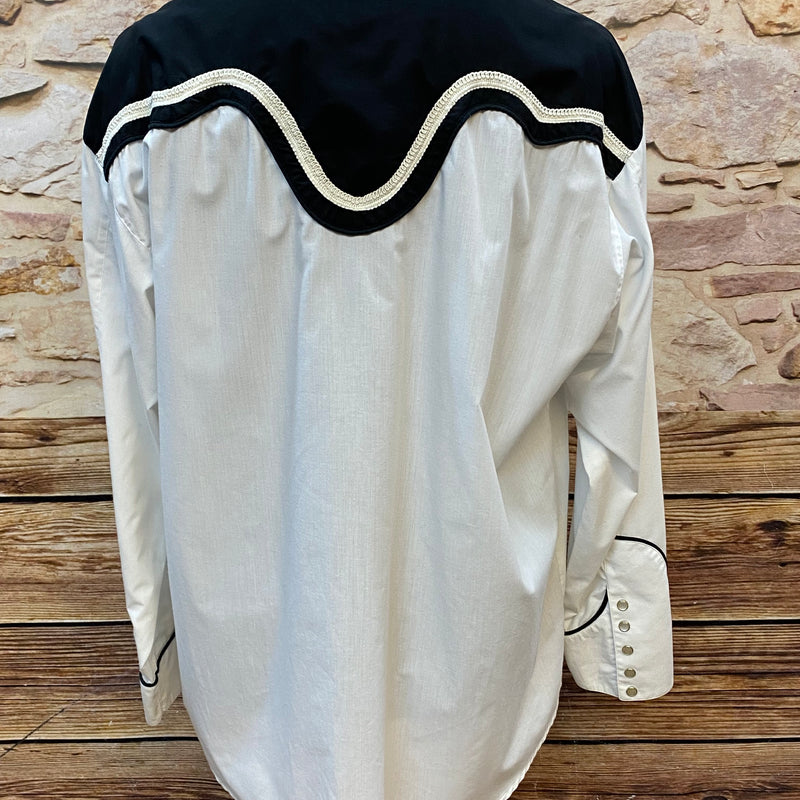 WESTERNHEMD – WEISS/SCHWARZ – XL – VINTAGE