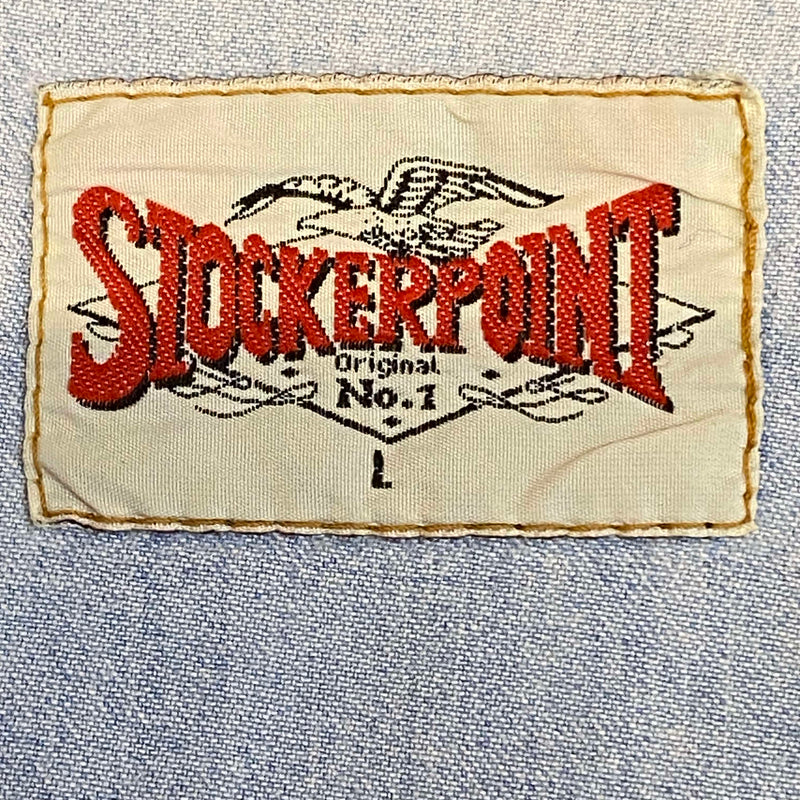 Vintage Western Denimhemd – Größe L – Lederdetails & Adler-Applikationen