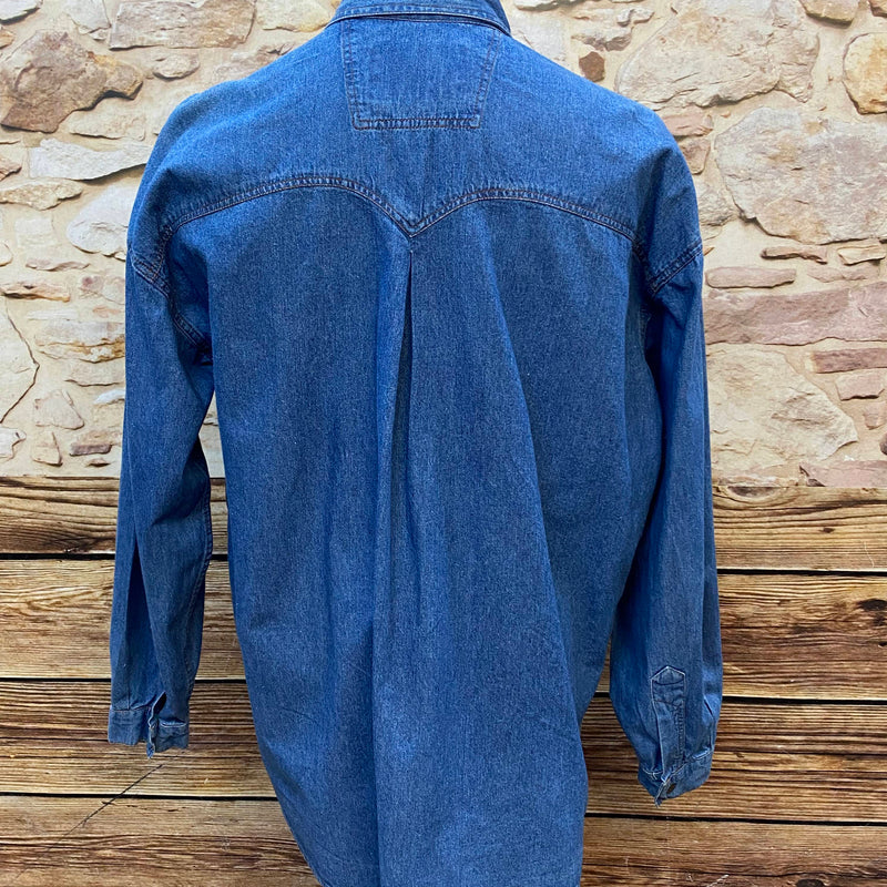 Westernhemd Denim & Kunstleder | Größe XXL