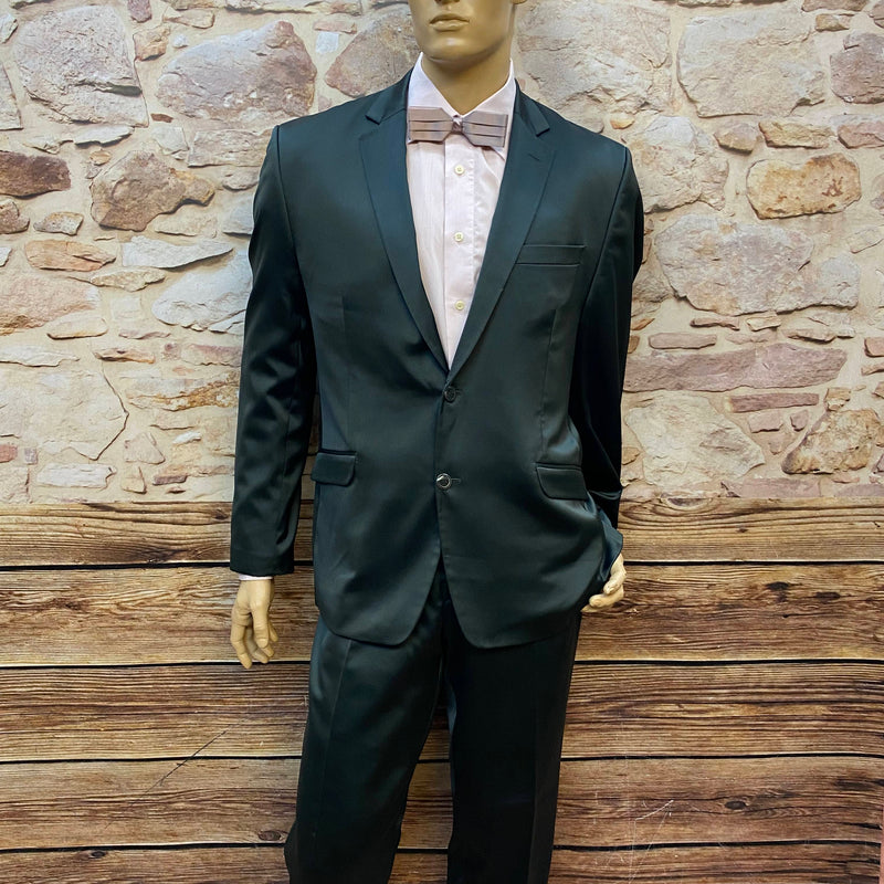 Herren Anzug Set Gr. 54 schwarz mit rosa Vintage-Hemd und altrosa Fliege