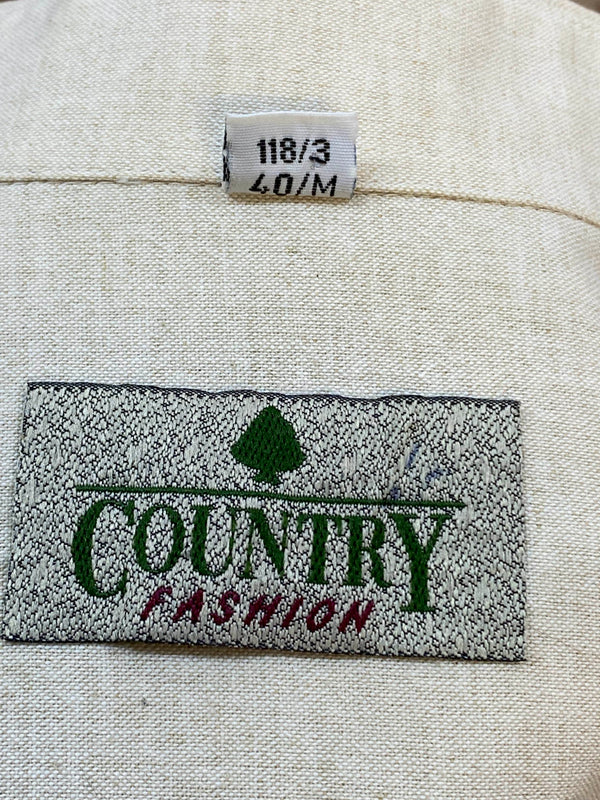 Trachtenhemd – Naturbeige mit Vogelstickerei – Größe 40/M