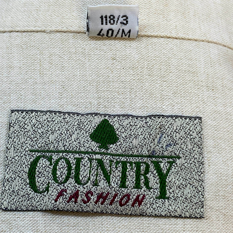 Trachtenhemd – Naturbeige mit Vogelstickerei – Größe 40/M