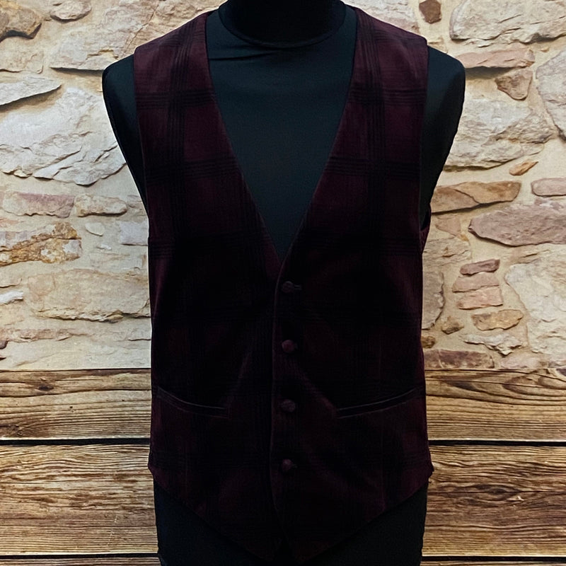 „Herren-Weste in Bordeaux mit Karomuster von Angelo Litrico, Slim Fit, Größe M, Vorderansicht“