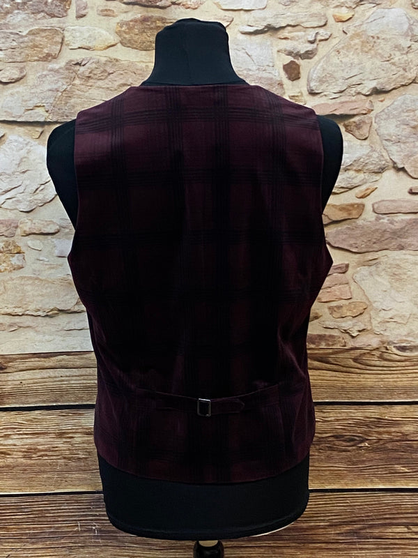 Herren-Weste – Angelo Litrico – Slim Fit – Größe M – Bordeaux/Karo