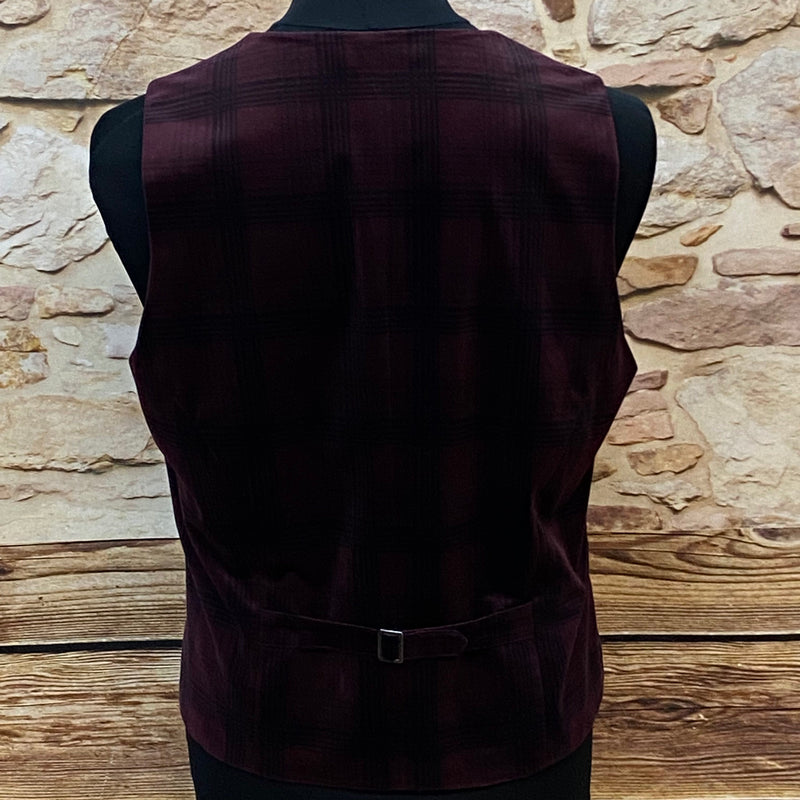 Herren-Weste – Angelo Litrico – Slim Fit – Größe M – Bordeaux/Karo