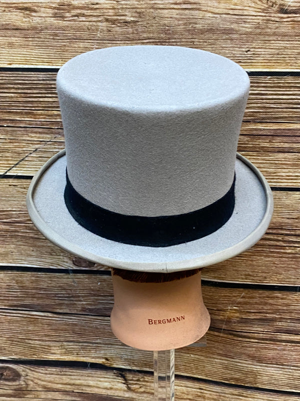 „Herren Zylinder grau Rückansicht klassische hohe Form“