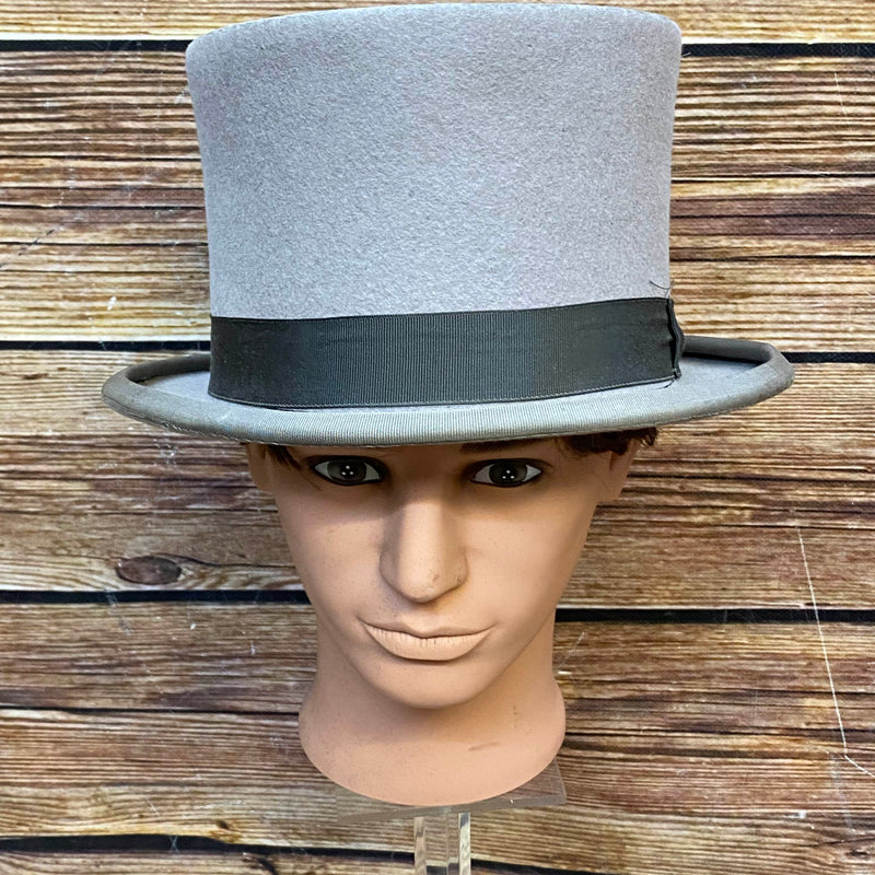 „Grauer Herren Zylinder Filz Größe 61 Vorderansicht“
