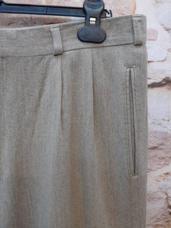 Vintage-Bundfaltenhose Herren Sandfarbend Gr.52