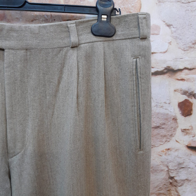 Vintage-Bundfaltenhose Herren Sandfarbend Gr.52