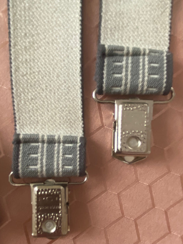 Vintage Herren-Hosenträger in Grau mit Geometrischem Muster, Ansicht 3