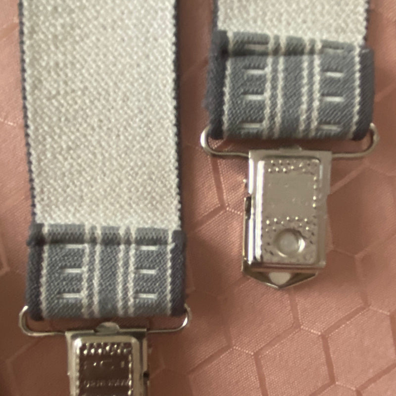 Vintage Herren-Hosenträger in Grau mit Geometrischem Muster, Ansicht 3