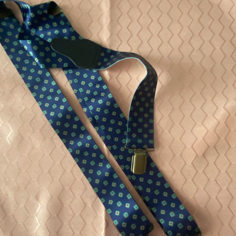 Vintage Herren-Hosenträger in Dunkelblau mit Muster
