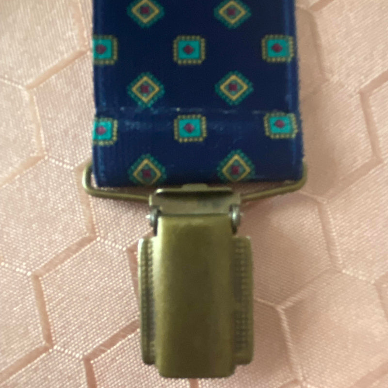 Vintage Herren-Hosenträger in Dunkelblau mit Muster