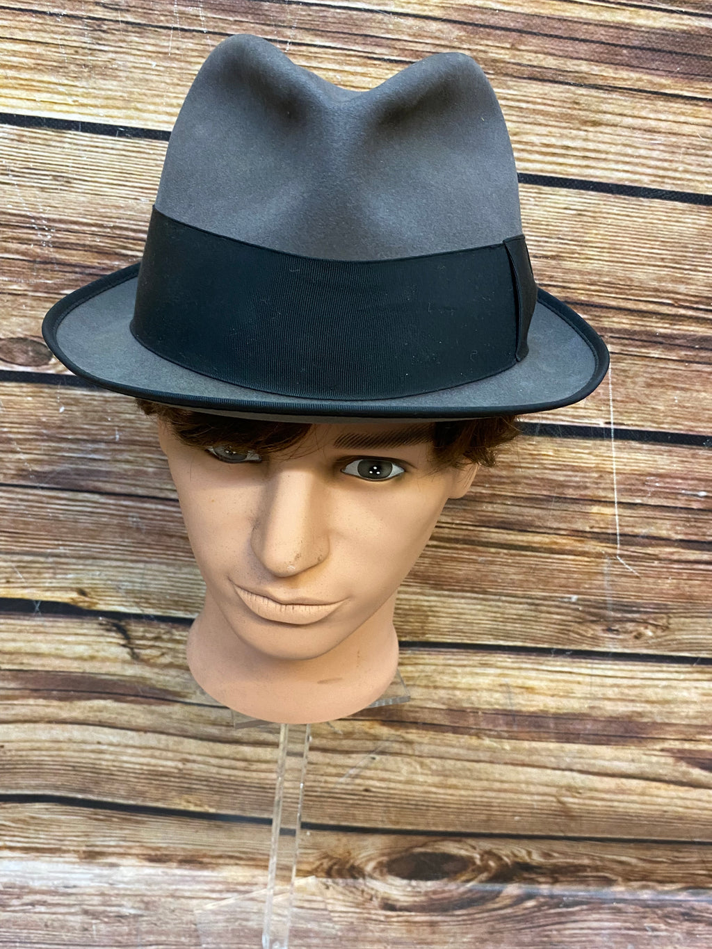 Hochwertiger Vintage Hut Herren grau/schwarz Gr.57 Fedora