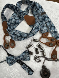 Hosenträger-Set mit Fliege & Taschenuhr – Einheitsgröße