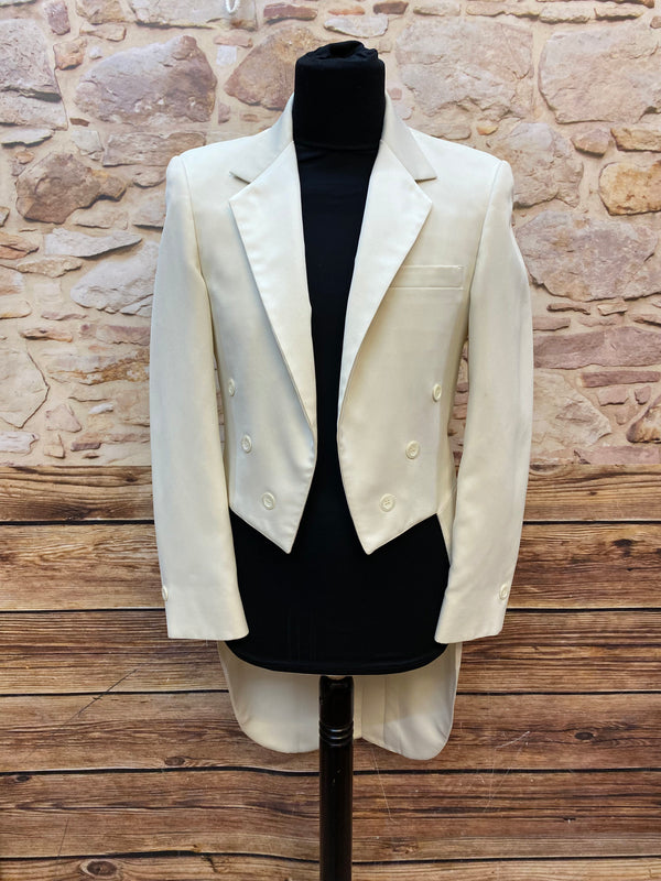 „Herrenfrack cremefarben Cutaway Frackjacke Vorderansicht Größe 46 elegante Abendgarderobe“