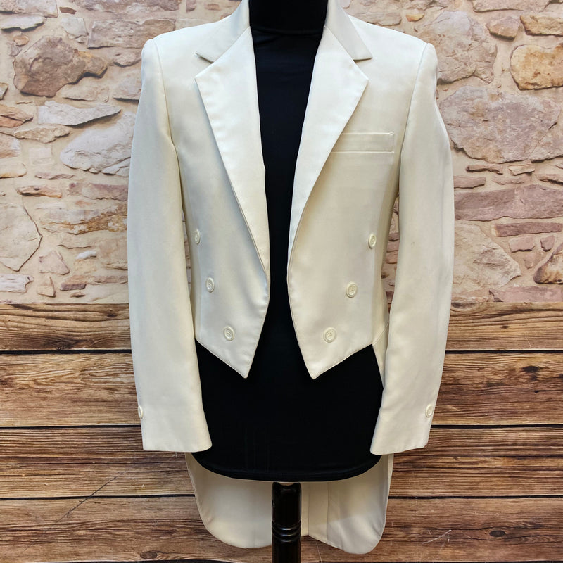 „Herrenfrack cremefarben Cutaway Frackjacke Vorderansicht Größe 46 elegante Abendgarderobe“