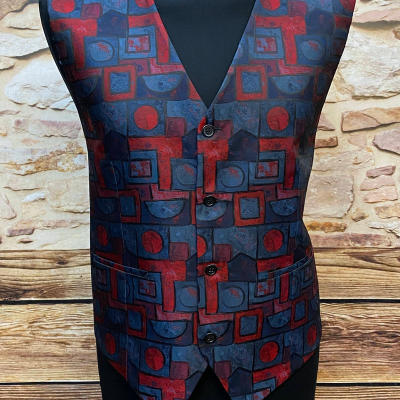 „Herrenweste Größe 52 gemustert Vorderansicht“