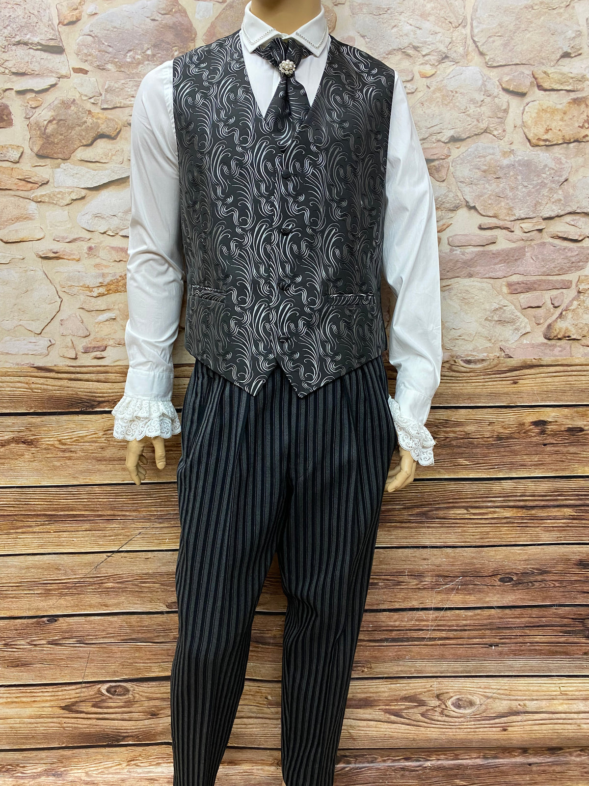 Costume de mariage tenue steampunk homme avec frac et pantalon Stresemann taille L unique