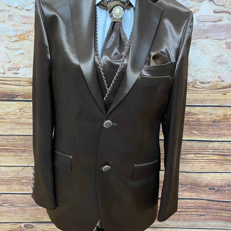 Brauner Hochzeitsanzug Gr.46, 5teilig Unisex