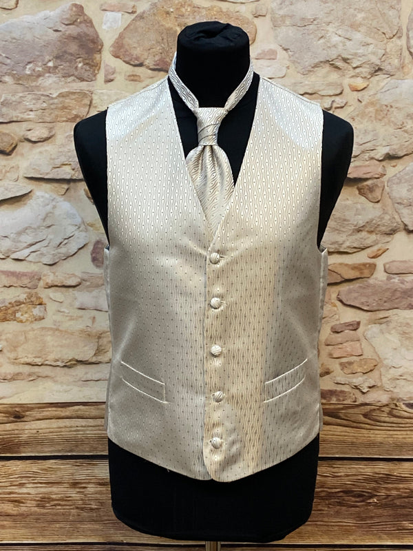 „Hochzeitsweste Masterhand elfenbein Set Plastron Gr 48