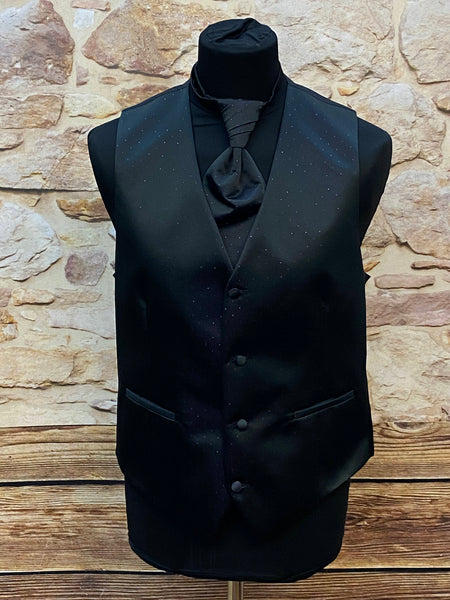 „Hochzeitsweste Wilvorst schwarz Set Plastron Gr 50