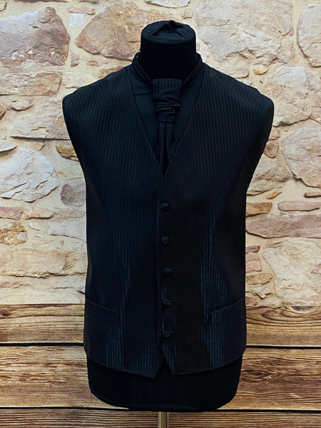 Hochzeitswesten-Set in Schwarz mit Nadelstreifen – Gr.46
