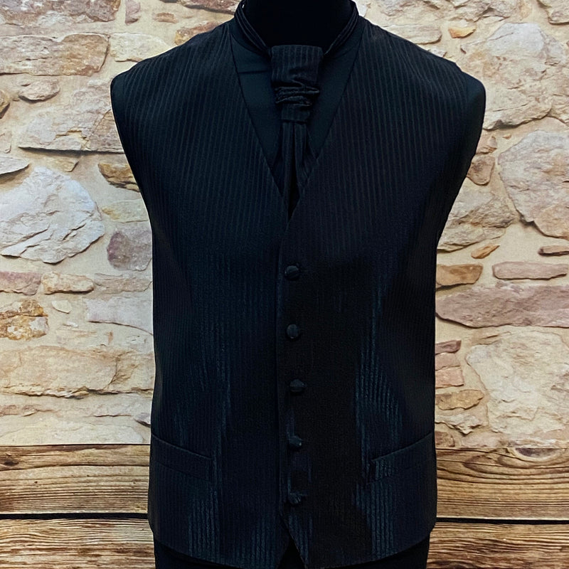 Hochzeitswesten-Set in Schwarz mit Nadelstreifen – Gr.46