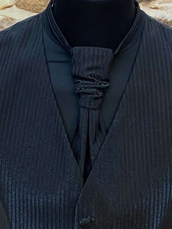 Hochzeitswesten-Set in Schwarz mit Nadelstreifen – Gr.46