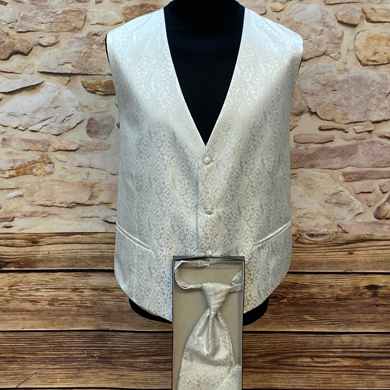 Hochzeitsweste in Elfenbein mit Accessoires, Gr.60