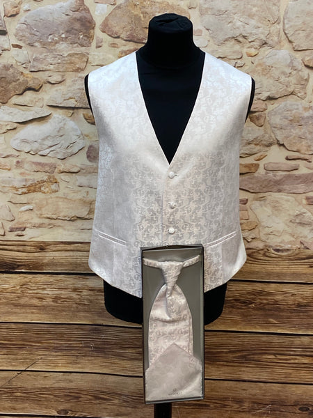 Elfenbeinfarbene Hochzeitsweste - Wilvorst Slim Line, Größe 56