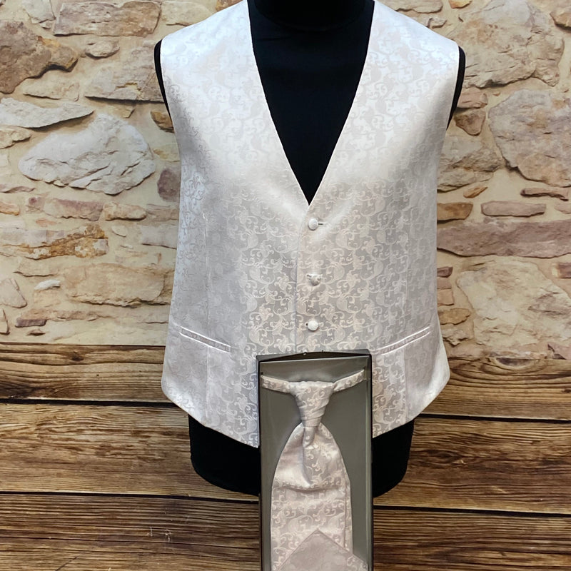 Elfenbeinfarbene Hochzeitsweste - Wilvorst Slim Line, Größe 56