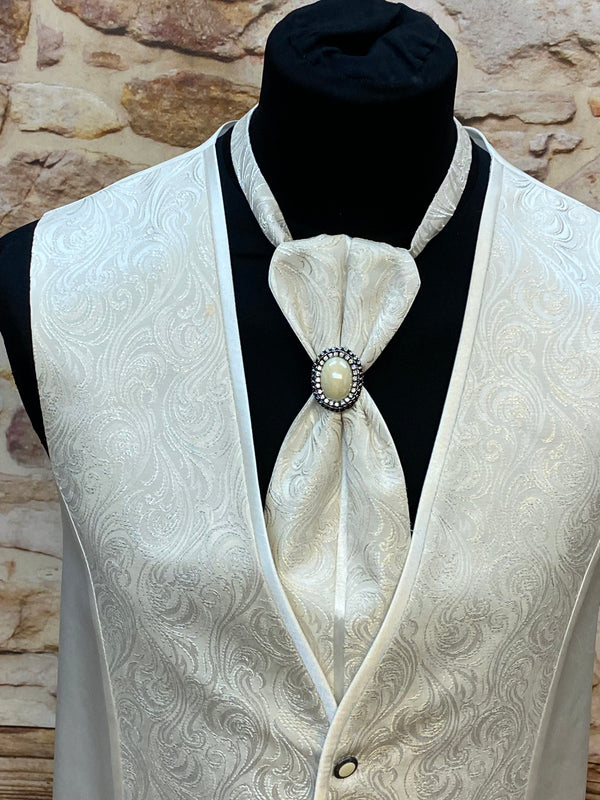Hochwertige Herren-Hochzeitsweste 2teilig in Elfenbein, Größe 56