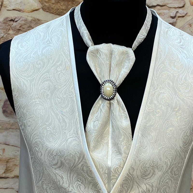 Hochwertige Herren-Hochzeitsweste 2teilig in Elfenbein, Größe 56