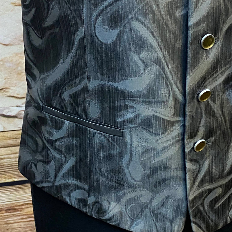 Exquisite Herrenweste in Marmorgrau mit Plastron von Wilvorst, Größe 50