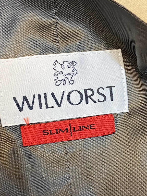 Exquisite Herrenweste in Marmorgrau mit Plastron von Wilvorst, Größe 50
