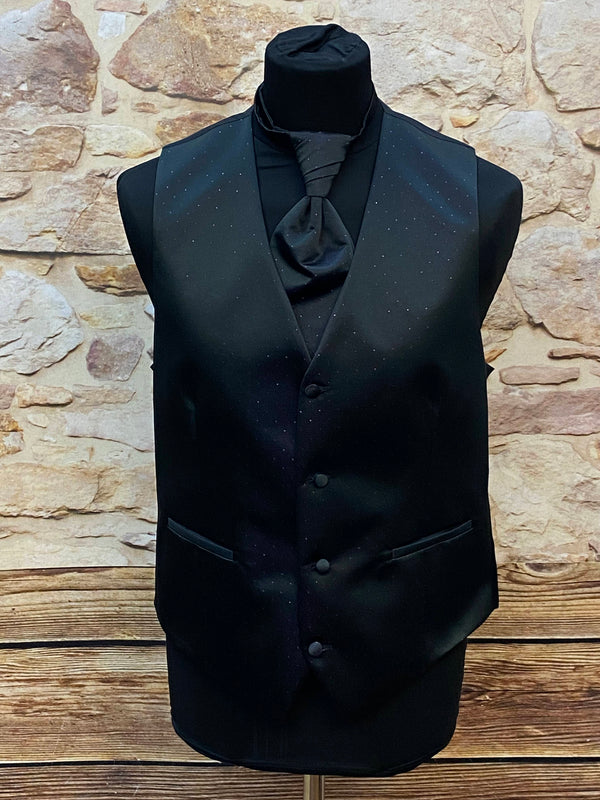 Edle Weste mit Plastron in Schwarz von Wilvorst, Größe 50