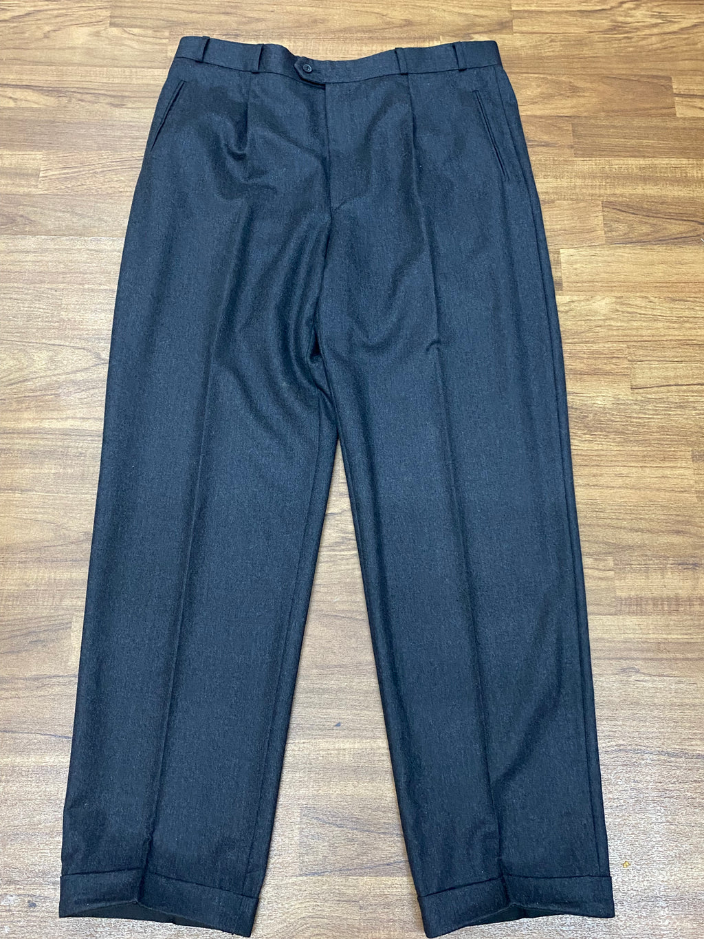 Lange Vintage Hose für Herren Gr.110 antrazit aus Schurwolle