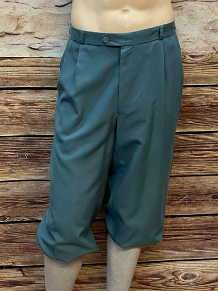 „Detailaufnahme Bundfalte Knickerbocker Hose Herren grün Vintage“