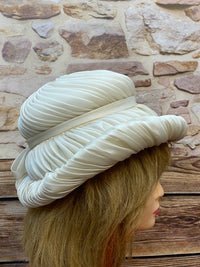 Chapeau femme antique chapeau vintage crème/blanc fait main unique, Gr. 56