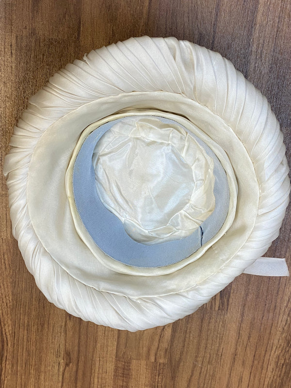 Antiker Damenhut Vintage Hut creme/weiß handgefertigt Unikat, Gr.56