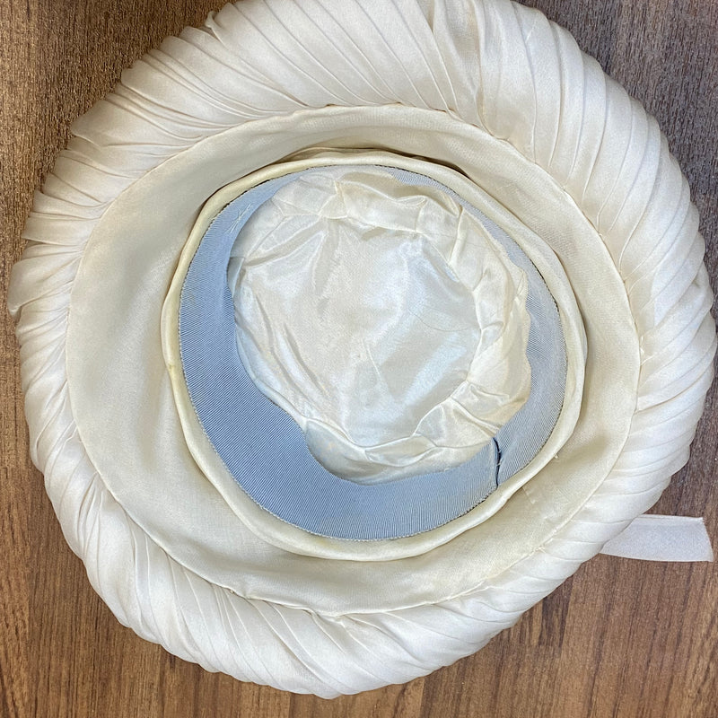 Antiker Damenhut Vintage Hut creme/weiß handgefertigt Unikat, Gr.56