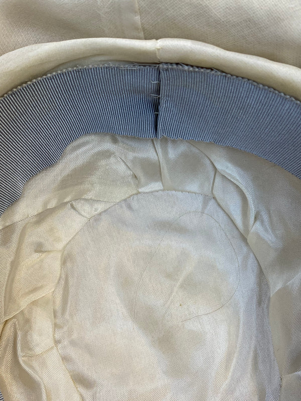 Antiker Damenhut Vintage Hut creme/weiß handgefertigt Unikat, Gr.56