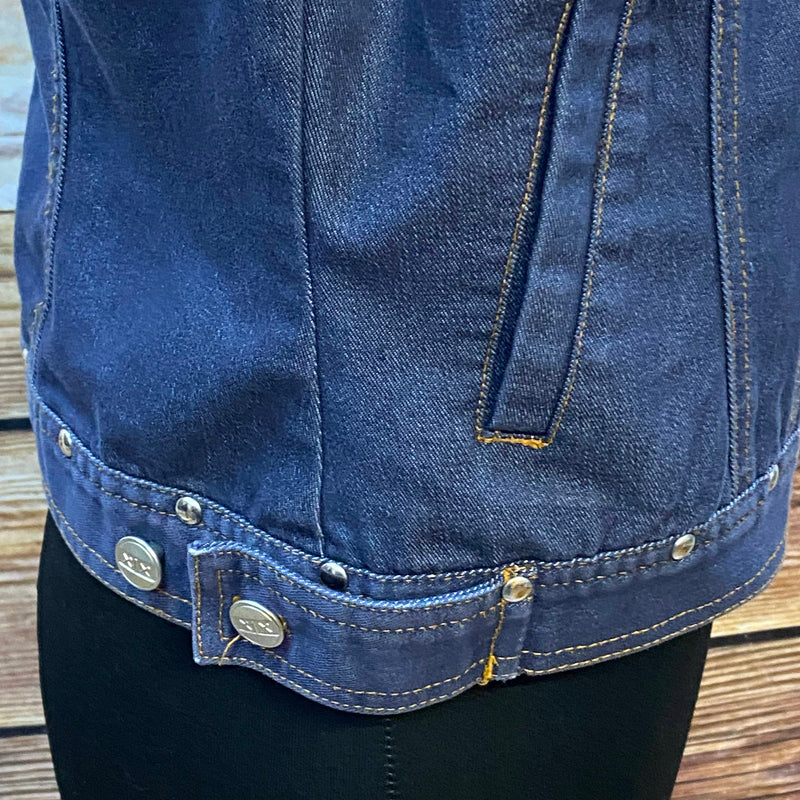 Vintage Jeansjacke Damen Gr. 38 – Dunkelblau mit Nieten Details, Ansicht 4