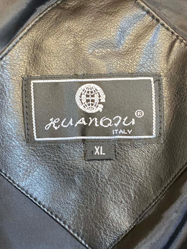 Vintage Rockabilly Kunstlederjacke Damen Gr. 40 – Schwarz Rot mit Stern-Detail