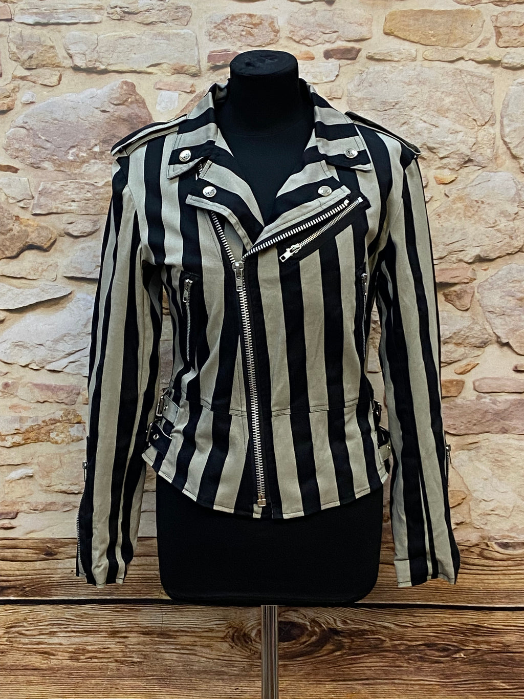 Gestreifte Vintage Jacke 50er Jahre Stil Gr.M schwarz/weiß