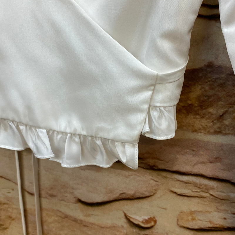 Kommunionjacke Mädchen Weiß mit Rüschen – festliche Bolerojacke Gr. 128