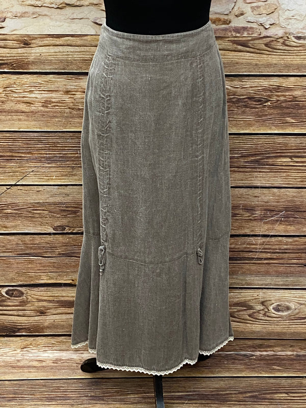 Damen Jeans-Trachtenrock von Landhaus – Grünlich-Braun, Größe 40